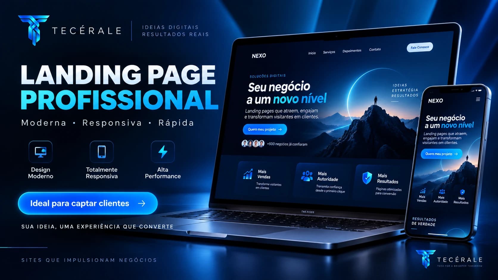 Landing page profissional moderna, responsiva e rápida